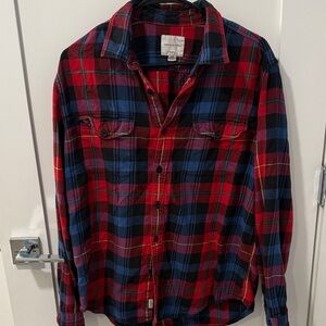 Men's Red and Blue Flannel Plaid Shirt